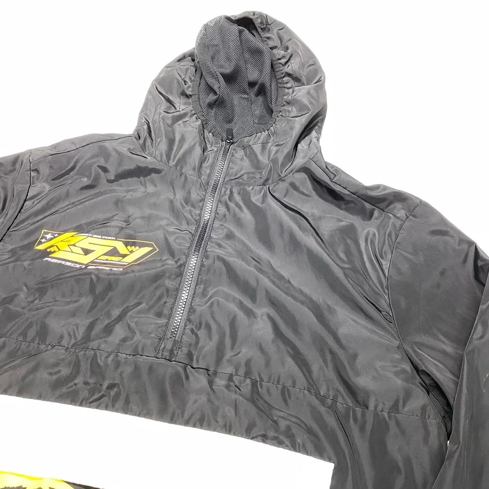 Reason Anorak Jacket Men's Medium Black Half-Zip World Skull Hooded - Picture 6 of 15